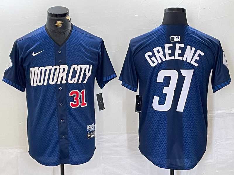 Men%27s Detroit Tigers #31 Riley Greene Number 2024 Navy City Connect Cool Base Limited Stitched Jersey